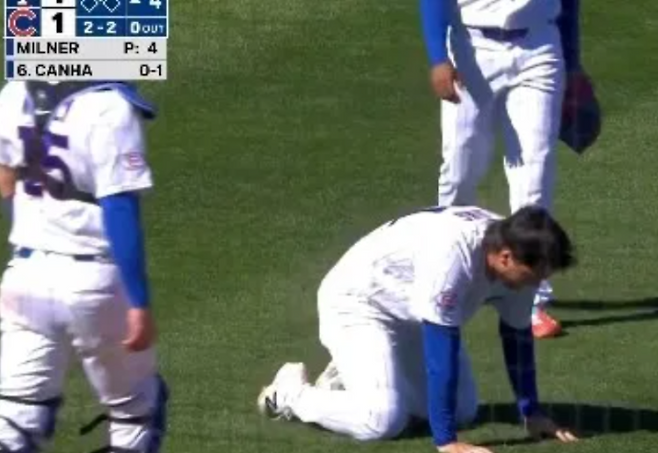 부상 당한 조나단 롱. [중계화면 갈무리]