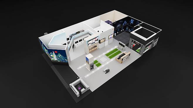 KT가 다음 달 2일(현지시간)부터 5일까지 스페인 바르셀로나에서 열리는 MWC26에 참가해 대한민국의 AI·인프라 혁신 기술을 알린다. 사진은 MWC26 KT 부스 조감도. <사진=KT>