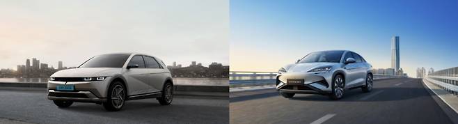 현대차 아이오닉5(왼쪽)와 BYD 씨라이언7(오른쪽).[사진=각사]