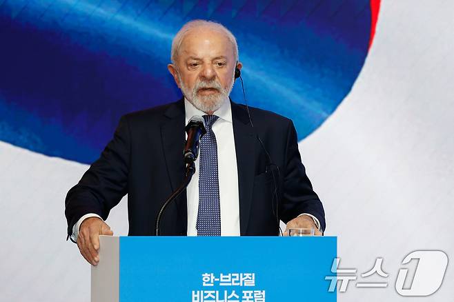 루이스 이나시우 룰라 다 시우바(Luiz Inácio Lula da Silva) 브라질 대통령이 23일 오후 서울 중구 롯데호텔에서 열린 한-브라질 비지니스 포럼에 참석해 기조연설을 하고 있다. 2026.2.23 ⓒ 뉴스1 안은나 기자