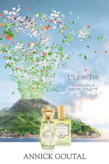 아모레퍼시픽 인수 후 출시된 구딸 파리의 '릴 오 떼(L'Ile au Thé)'. 제주도의 화산과 차밭을 전면에 내세운 이미지는 프랑스 니치 브랜드의 정체성이 자본의 논리에 따라 어떻게 변주되는지를 상징적으로 보여준다. (사진=아모레퍼시픽 스토리)