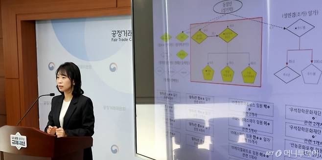 음잔디 공정거래위원회 기업집단관리과장이 23일 세종시 정부세종청사에서 기업집단 '영원'의 동일인 성기학의 지정자료 허위제출행위 제재 내용을 발표하고 있다.  공정거래위원회는 기업집단 '영원'의 동일인 성기학 회장이 2021년부터 2023년까지 공시대상기업집단 등 지정자료를 제출하면서 총 82개사를 소속회사 현황에서 누락한 행위를 적발하여 검찰에 고발하기로 결정하였다고 밝혔다. 2026.2.23/뉴스1  Copyright (C) 뉴스1. All rights reserved. 무단 전재 및 재배포,  AI학습 이용 금지. /사진=(세종=뉴스1) 김기남 기자