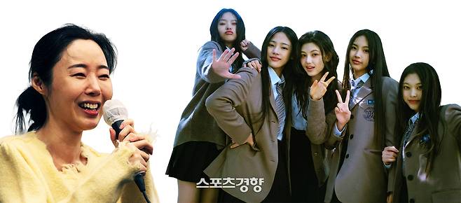 민희진 전 어도어 대표(왼쪽)과 그룹 뉴진스. 경향신문 자료사진