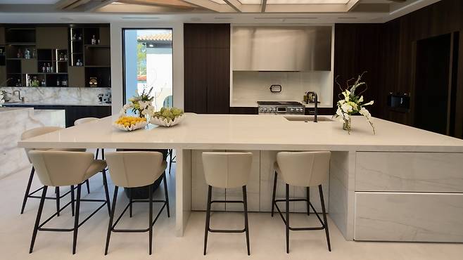 SKS 제품이 설치된 '더 뉴 아메리칸 홈(TNAH) 2026' 주방 (올랜도=연합뉴스) 이지헌 특파원 = 지난 18일(현지시간) 방문한 미 플로리다주 올랜도시 인근 윈터파크의 '더 뉴 아메리칸 홈(TNAH) 2026' 주방 모습. 주방에 설치된 냉장고, 레인지, 식기세척기 등 가전은 모두 LG전자의 초프리미엄 브랜드 SKS 제품. 2026.2.22 pan@yna.co.kr