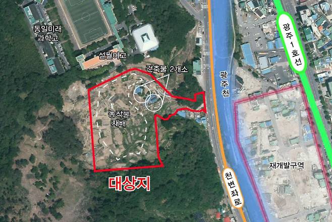 신축 광주 동부경찰서 위치도.