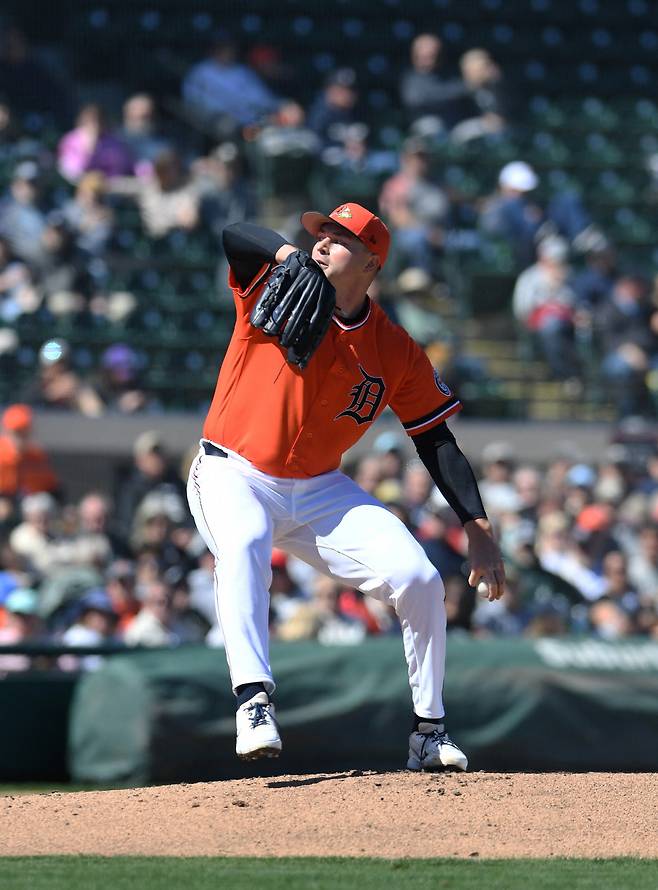 LAKELAND, FLORIDA - FEBRUARY 23: Tarik Skubal #29 of the Detroit Tigers pitches during the second inning of a spring training game against the Minnesota Twins at Publix Field at Joker Marchant Stadium on February 23, 2026 in Lakeland, Florida. Mark Taylor/Getty Images/AFP (Photo by MARK TAYLOR / GETTY IMAGES NORTH AMERICA / Getty Images via AFP)
<저작권자(c) 연합뉴스, 무단 전재-재배포, AI 학습 및 활용 금지>