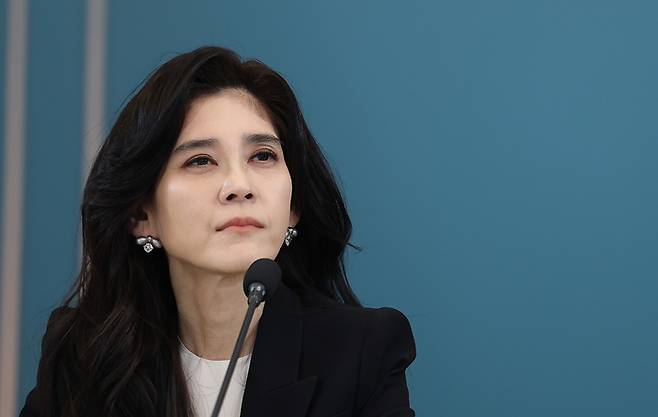 이부진 한국방문의해위원장이 25일 청와대에서 열린 이재명 대통령 주재 확대국가관광전략회의에 참석해 있다. [연합뉴스]