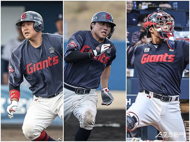 5명 중 3명이 살아남았다. 롯데가 유강남, 손성빈, 박재엽(왼쪽부터)을 필두로 안방을 재구성했다. 사진제공|롯데 자이언츠