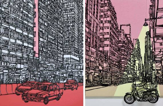 신예린 작가의 'Hongkong road(왼쪽)과 'HongKong'(사진=한솥 아트스페이스).