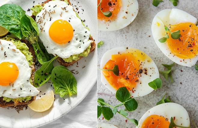 달걀 프라이와 삶은 달걀은 단백질 함량 차이가 없다. 기름을 쓰는 프라이가 열량, 지방이 약간 높다. 사진=게티이미지뱅크