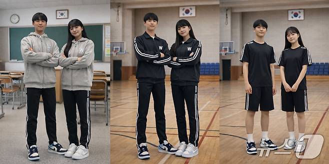 김포에 위치한 운양중에서 제작한 '편한 교복'.학생 얼굴은 AI로 대체.(운양중 제공)