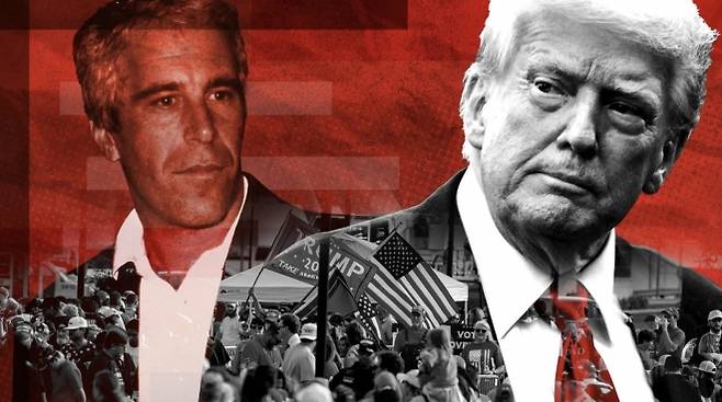 왼쪽은 성범죄자 제프리 엡스타인, 오른쪽은 도널드 트럼프 미국 대통령. 자료사진 서울신문 DB