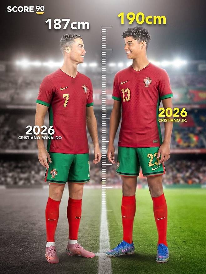 ▲ 포르투갈 역대 최고 호날두의 유전적 요인에 더해 전문적인 영양 관리와 최고 수준의 훈련 환경이 결합되면서 호날두 주니어는 신체 능력과 기술을 모두 겸비한 역대급 괴물 공격수가 탄생하고 있다는 평이 지배적이다. ⓒ 축구 컨텐츠 플랫폼 스코어90 캡쳐