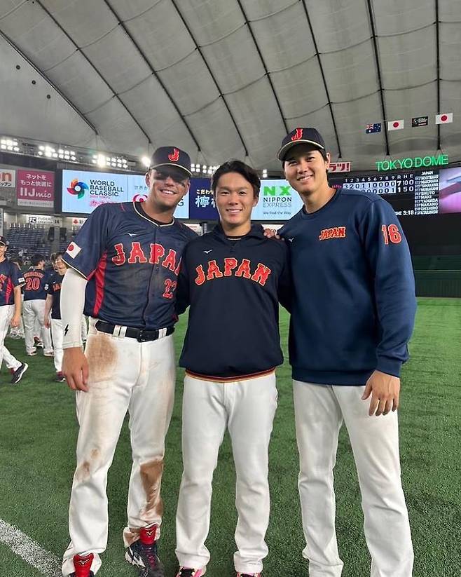 2023 월드베이스볼클래식 당시 오타니 쇼헤이(오른쪽)의 기념사진. 개인 SNS 캡처