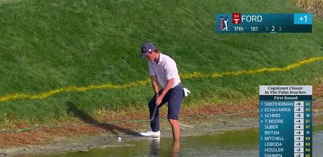 포드의 17번 홀 경기 모습.  [PGA 투어 동영상 화면 캡처. 재판매 및 DB 금지]