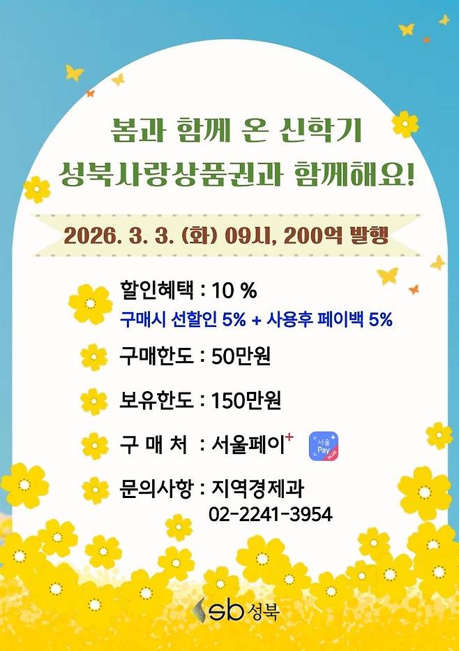성북사랑상품권 발행 [성북구 제공. 재판매 및 DB 금지]