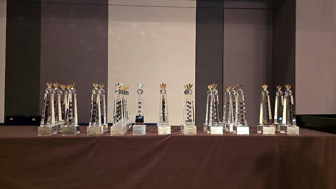제57회 한국기자상 및 제16회 조계창 국제보도상 트로피. /한국기자협회