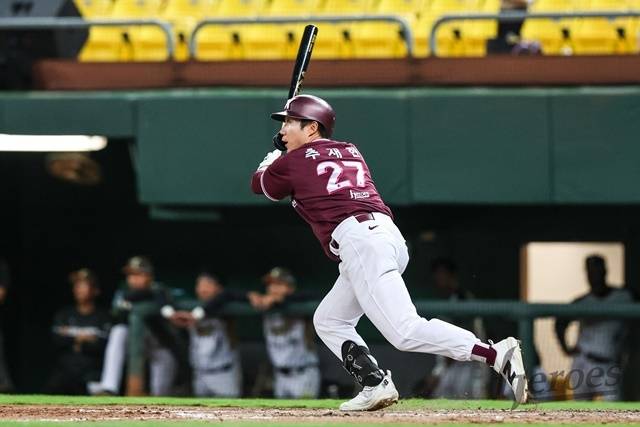 추재현은 27일 타이강전에서 분전했다. 사진=키움 제공