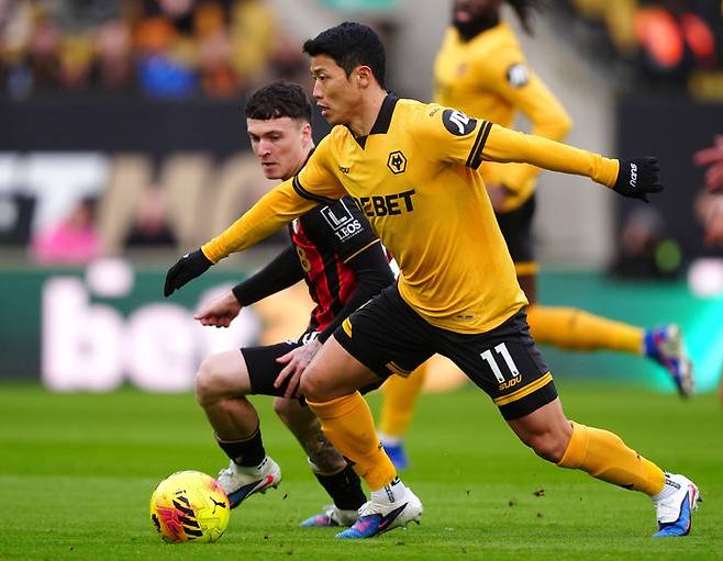 [울버햄튼=AP/뉴시스] 잉글랜드 프로축구 프리미어리그(EPL) 울버햄튼의 황희찬. 2026.01.31.