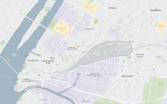 뉴욕시 퀸스 '서니사이드 야드' 철도 차량기지 부지 [뉴욕시 경제개발공사 자료. 재판매 및 DB 금지]