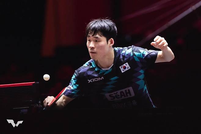 WTT 싱가포르 스매시에 나선 장우진의 경기 장면  [WTT 인스타그램 캡처. 재판매 및 DB 금지]