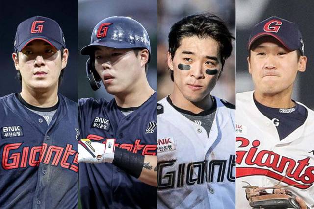 롯데 자이언츠 나승엽(왼쪽부터) 고승민 김동혁 김세민 선수. 롯데자이언츠 제공