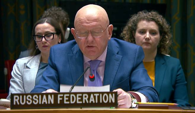 바실리 네벤자 주유엔 러시아 대사는 미국이 대화 도중 이란의 뒷통수를 쳤다며 비판했다./유엔