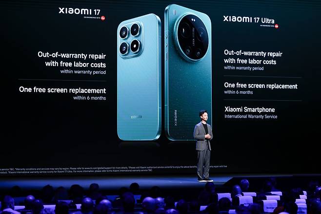 지난달 28일(현지시간) 스페인 바르셀로나에서 열린 샤오미17 시리즈 글로벌 론칭 행사. 사진 샤오미