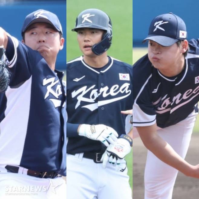 왼쪽부터 대표팀 송승기, 김주원, 조병현. /사진=김진경 대기자