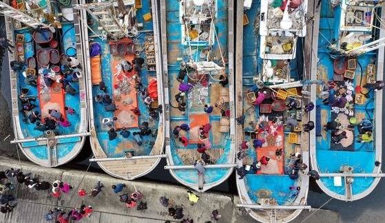 인천시 중구 북성동 북성포구에서 열린 '선상 파시(波市)'. 선상 파시는 어선 위에서 열리는 수산물 시장을 뜻한다. 2019.11.12 [사진=연합뉴스]