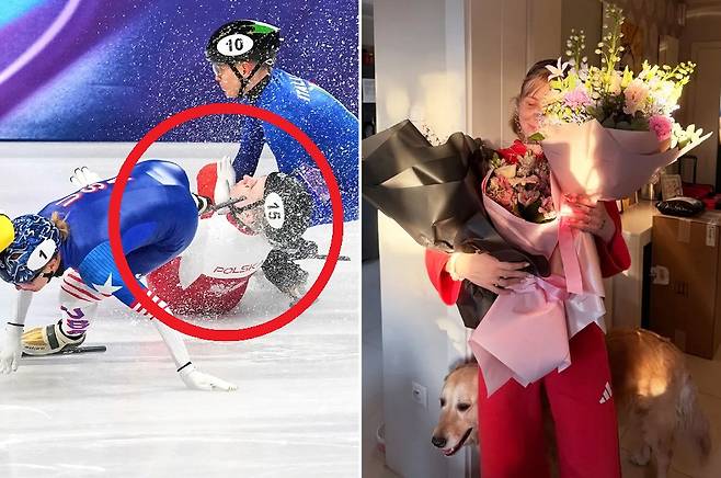 카밀라 셀리에르의 사고 장면(왼쪽)과 최근 모습(오른쪽). /사진=더선 갈무리