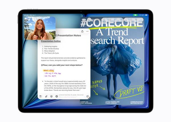 M4를 탑재한 새로운 iPad Air는 압도적인 성능, 확장된 메모리, 향상된 연결성, 획기적인 iPadOS 26 기능을 갖춰 그 어느 때보다 강력하고 다재다능하다. APPLE 제공