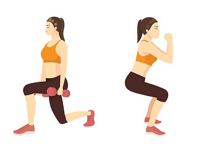 런지와 스쿼트 자세. /사진=게티이미지뱅크