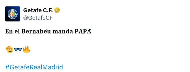 레알 마드리드전 승리 후 ‘베르나베우에선 아버지가 통치한다’는 자극적인 게시물을 올린 헤타페 SNS