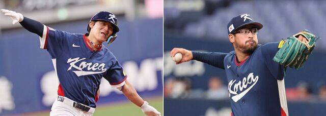 3일 일본 오사카 교세라돔에서 열린 월드베이스볼클래식(WBC) 공식 평가전 오릭스 버팔로스와의 경기에서 3점 홈런을 터뜨린 김도영(왼쪽)과 선발 등판해 역투한 데인 더닝. 연합뉴스