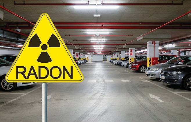 주차장, 지하실, 반지하 등 지면과 접한 공간이나 지하에 지은 구조물일수록 발암물질인 라돈 농도가 높을 가능성이 크다. 제미나이 생성 이미지&nbsp;