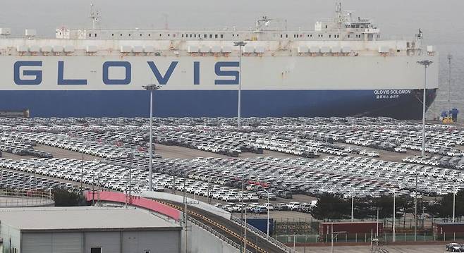 경기도 평택항에 수출용 자동차가 세워져 있는 모습. 사진=연합뉴스