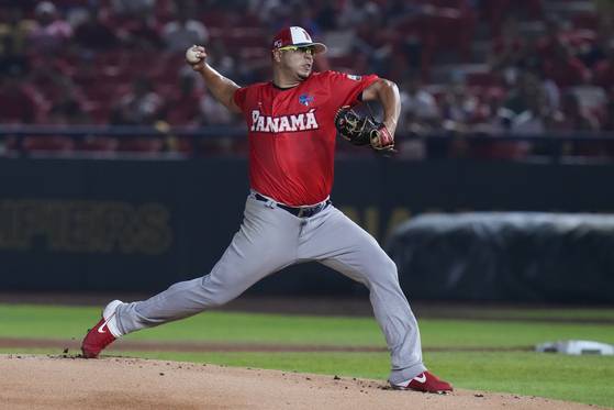 2022년 열린 WBC 예선전에서 파나마 대표로 나선 후라도. 2023 WBC 본선에는 불참했으나 2026 WBC에 출전하기로 했다. AP=연합뉴스