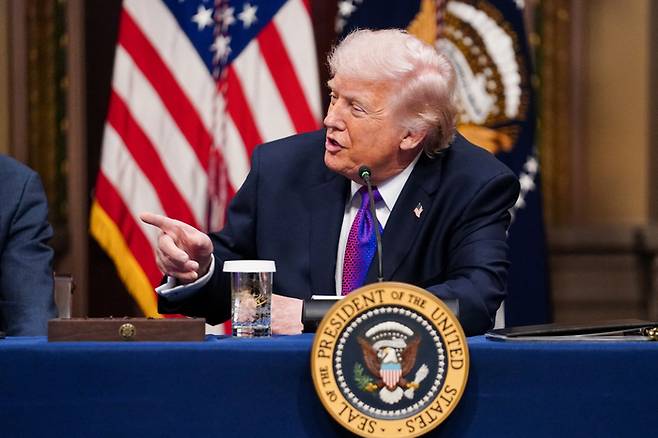 도널드 트럼프 미국 대통령이 4일(현지시간) 백악관에서 열린 좌담회에 참석해 발언하고 있다. [로이터 연합]