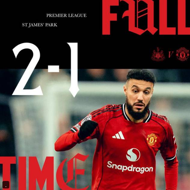 맨유는 5일(한국시간) 영국 뉴캐슬의 세인트 제임스 파크에서 열린 '2025~2026시즌 잉글리시 프리미어리그(EPL)' 29라운드 원정에서 뉴캐슬에 1-2로 패배했다. 사진은 맨유 수비수 누사이르 마즈라위. /사진=맨유 공식 SNS 갈무리