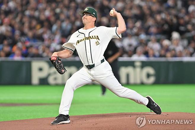 대만 타선을 3이닝 무실점으로 제압한 호주 선발 알렉스 웰스 [AFP=연합뉴스]