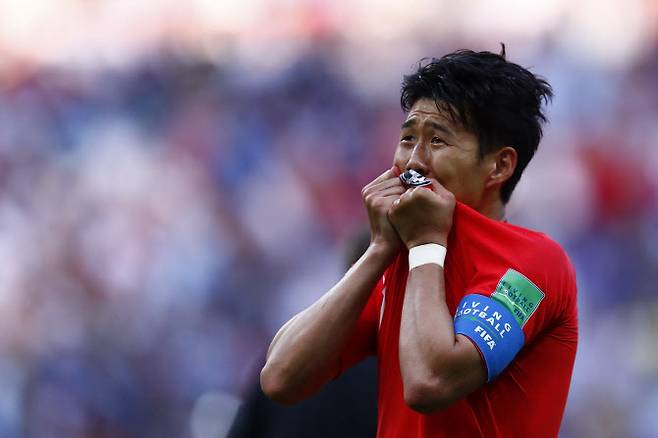 2018 러시아 월드컵 독일전에서 손흥민이 득점한 뒤 세리머니를 하고 있다. 사진=AFPBB NEWS