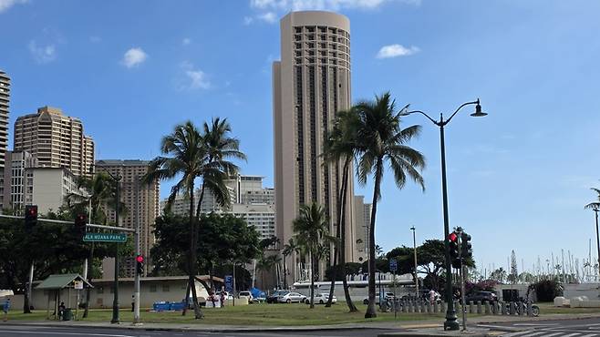 하와이 오아후 알라 와이 보트 하버(Ala Wai Boat Harbor) 근처 전경