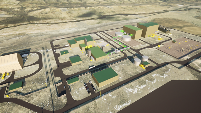 테라파워가 미국 와이오밍주 캐머러시에 구축할 4세대 소듐냉각고속로(SFR) 나트륨 조감도.       [HD현대 제공]