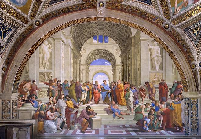 라파엘로 산치오, 아테네 학당, 1509~1511, 프레스코화, 500x770cm, 바티칸