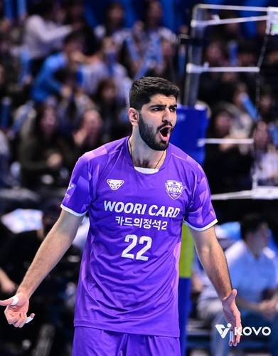 포효하는 우리카드의 알리 [한국배구연맹 제공. 재판매 및 DB 금지]