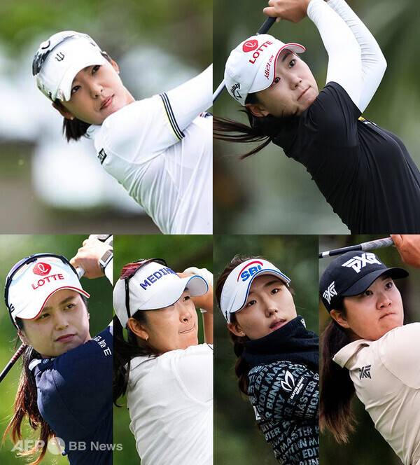 2026년 미국여자프로골프(LPGA) 투어 '아시안 스윙' 블루베이 LPGA에 출전한 이미향, 황유민(사진제공=Getty_LPGA), 이동은(사진제공=엡손투어_LPGA), 최혜진, 김아림 프로, 오스턴 김(사진제공=ⓒAFPBBNews = News1) (사진을 무단으로 사용하지 마십시오.)