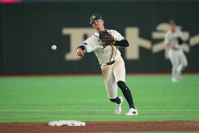 <yonhap photo-5280="">2026 월드베이스볼클래식(WBC)에서 호주 야구대표팀 소속으로 대회를 소화 중인 제리드 데일. [AP=연합뉴스]</yonhap>