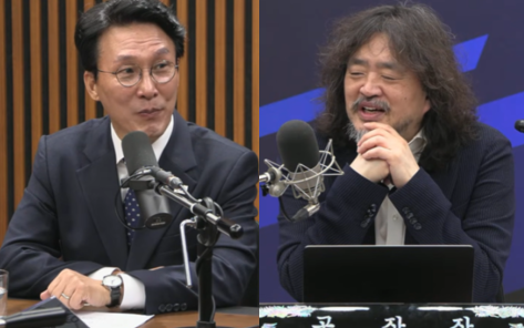 지난해 11월 5일 유튜브 채널에 출연한 김민석(왼쪽) 국무총리와 김어준 씨. 김어준의 겸손은 힘들다 뉴스공장 갈무리