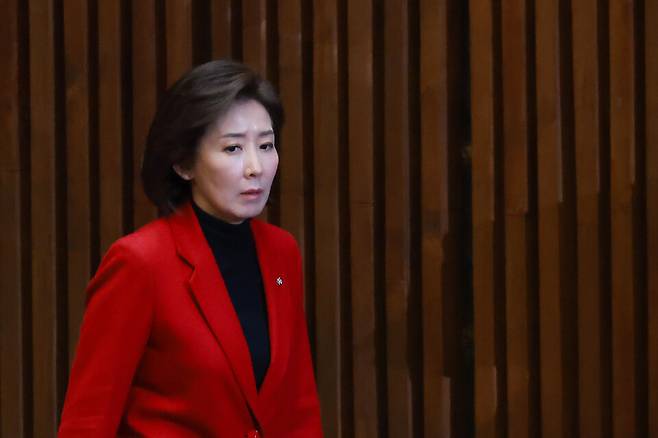 나경원 국민의힘 의원이 2025년 12월11일 국회에서 열린 12월 임시국회 1차 본회의에 참석하고 있다. ⓒ연합뉴스